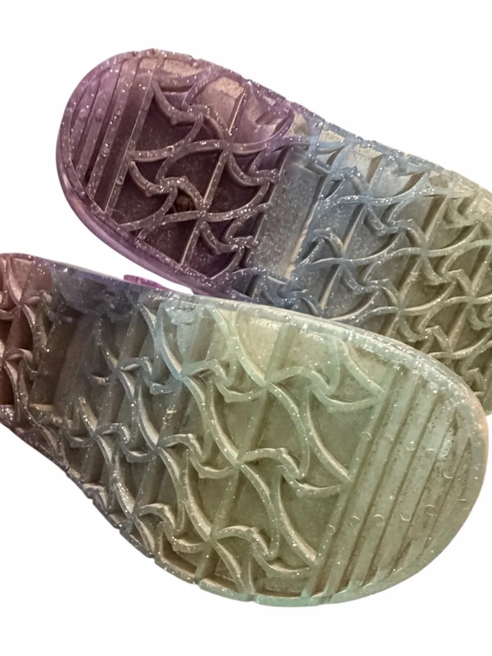 Glitter Translucent Jelly Clog Sandals - Purple to Blue Ombre Girls size 3 - Picture 4 of 8
